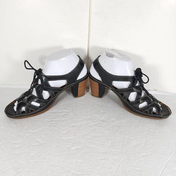 Pikolinos Women's US7-7,5 EU38 Java Black Leather Peep Toe Slingback Sandals - Picture 6 of 16